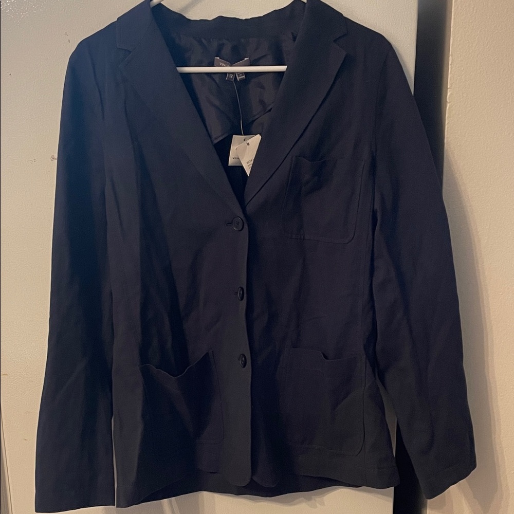 Vince Size 12 Women’s NWT Navy 4 Button Blazer Cotton Wool‎ Career Everyday Wear